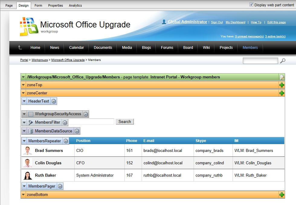 48 Kentico CMS 6.0 Intranet Administrator's Guide source displays only users who are members of the current workgroup.