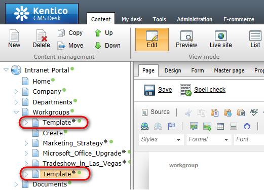 Workgroups 51 2. Select the new copy of the Template document and switch to the Form tab.