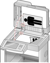 To align the scanner glass (flatbed): a Place the Quick Test page facedown on the scanner glass. b c d e f Touch Copy Quick Test. The scanner prints a copy of the Quick Test page. Touch Flatbed.