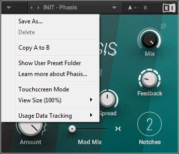 Header and Presets 4 Header and Presets The Header provides global functions related to preset management and plug-in behavior.