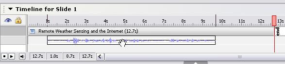 Figure 16 - Audio Track for a Slide You can grab the end of the slide to make it longer (in seconds), and you can grab the