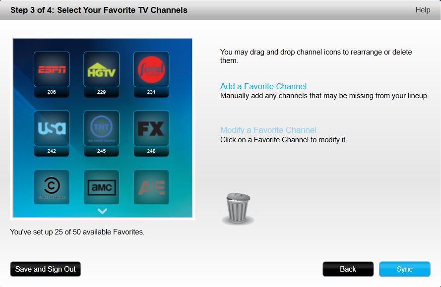 5. When you have selected all of your Favorite Channels, click Next.