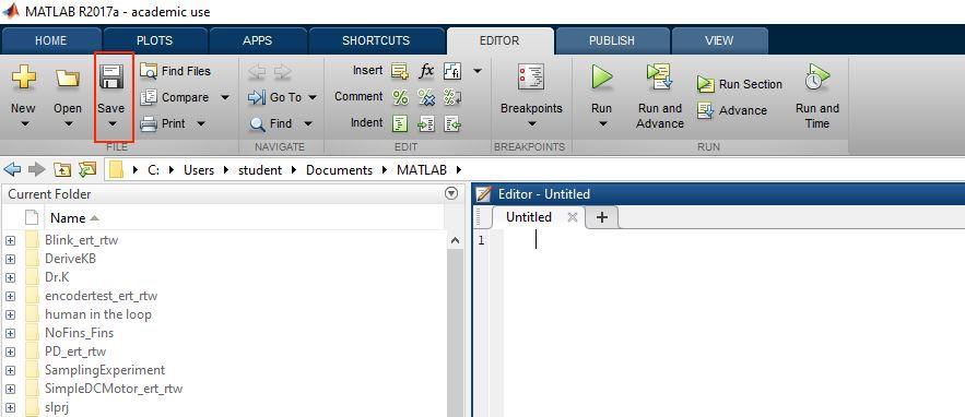 3.3 EXERCISE 3: OPEN LOOP STEP RESPONSE VARIABLES To produce the open loop step response (both experimentally and in simulation), you will need to create a Matlab file (used to store variables into