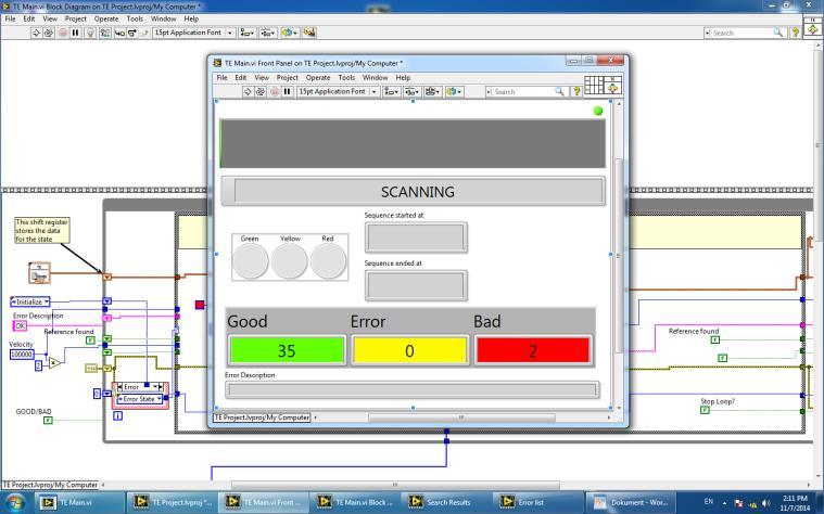 in LabView and runs on MS Windows 7