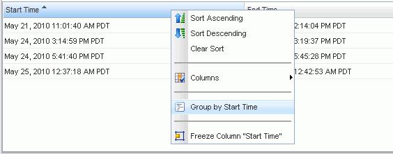 Grouping Displayed Data To group displayed data based on the dimension in the heading, right-click the column