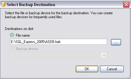 Backup and Restoration of an SQL Server ASDB Database 7.