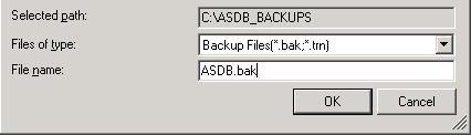 Backup and Restoration of an SQL Server ASDB Database directory for