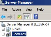 Select Start\Administrative Tools\Server Manager: 2. Click on Features: 3.