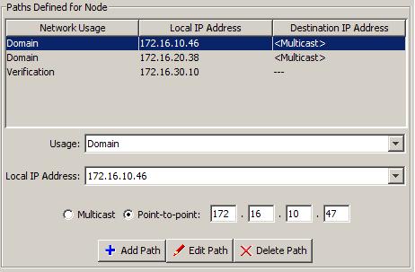 Configuring the Domain for Point-to-point Communications and Managed IP Add 3. Select Point-to-point, enter the IP Address of the autostart2 AUTOMATION NIC, and click Edit Path: 4.