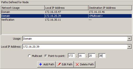 Configuring the Domain for Point-to-point Communications and Managed IP Add 9. Select Point-to-point, enter the IP Address of the autostart1 AUTOMATION NIC, and click Edit Path: 10.