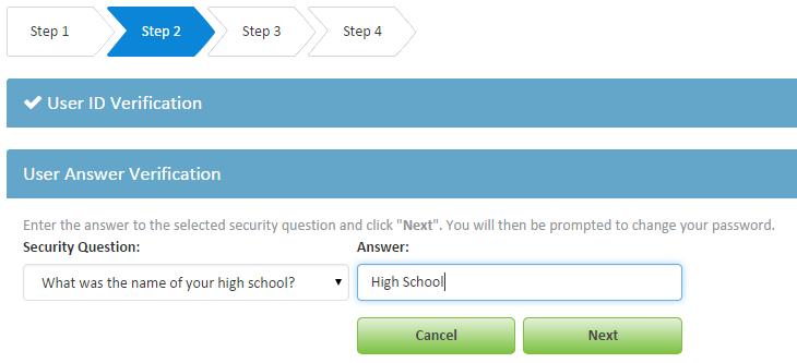 Step 2 User answer verification: Enter the answer