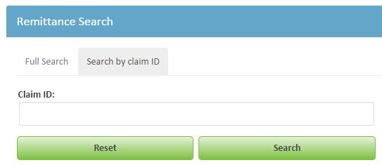 Search by claim ID Claim ID: System generated claim number that identifies your submitted claim Click on search Search Results