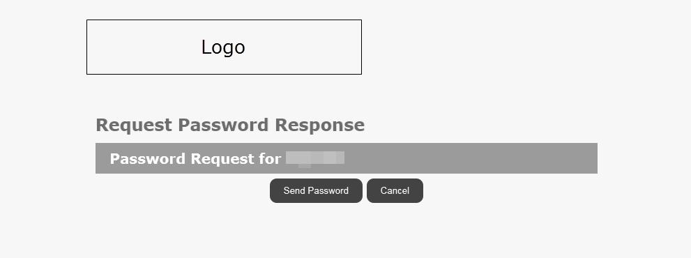 "Request Password Response" page After selecting the "Next" button you will be navigated to the page below.