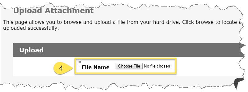 "Upload Attachment" page - Choose File button Step 4 Select the Choose