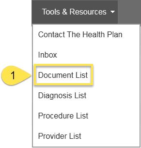 5.3 Document List feature Step 1 From the Tools & Resources
