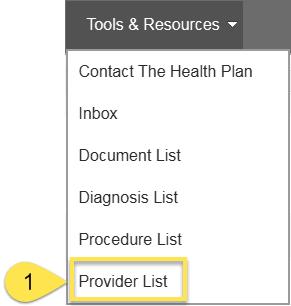 5.6 Provider List feature The Provider List feature will allow you to search/view individual providers, hospitals/facilities, and