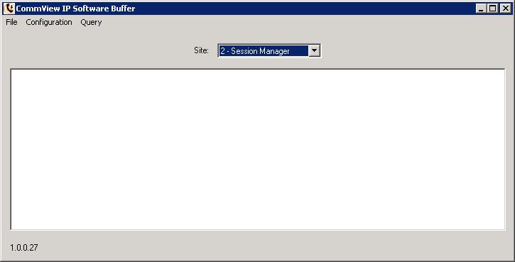 The CommView IP Software Buffer screen is displayed. Select 2 Session Manager in the Site field.