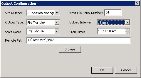 From the CommView IP Software Buffer screen, navigate to Configuration Output, and the Output Configuration screen is displayed.