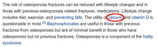 Calcium helps prevent Osteoporosis Kale helps