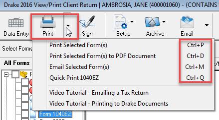 8 Printing Documents PRINTING A SPECIFIC FORM To print a specific form, press press <ENTER> while a form is displayed.