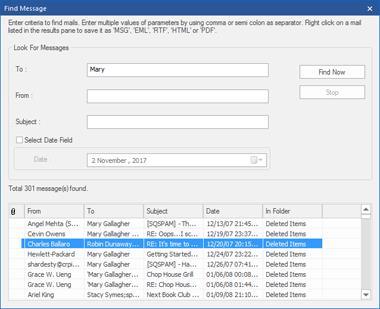 Find, View and Save a Single Message Stellar OST to PST Converter allows you to find a particular message from the converted PST file.