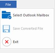 Menus File Select Outlook Mailbox Opens Select Outlook Mailbox dialog box, using which you can select/search for OST files. Save Converted File It saves the converted file at your specified location.