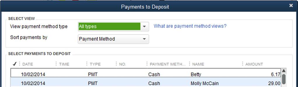of QuickBooks. From the QuickBooks Banking menu, choose Make Deposits.