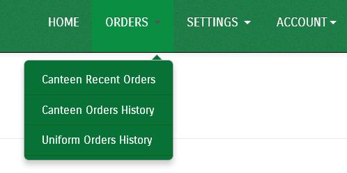 4.7 Reports To look at your Tuckshop Recent Orders (all open orders) or Tuckshop Order History, go to the top