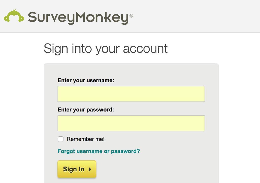 Login page for SurveyMonkey in the Internet browser Note: If it is the first time you connect with SurveyMonkey a window might appear asking for free access through your firewall.