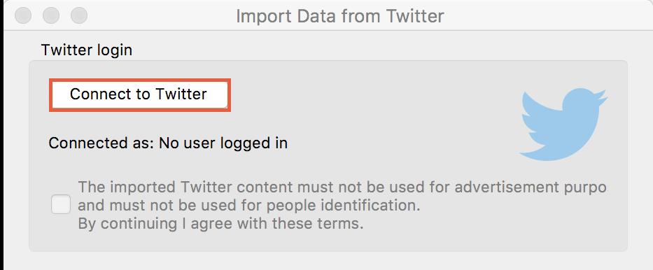 Twitter Login In order for MAXQDA to import data directly from Twitter, you must first link your Twitter account to MAXQDA.