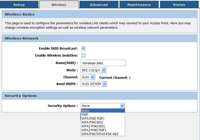 1 Basic Wireless Settings Choose menu Wireless Wireless Basics, you can configure the basic settings for the wireless network on this page. Name(SSID): Also called the SSID.