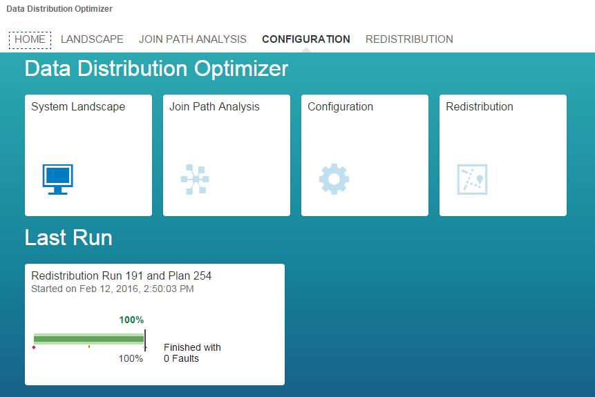 Data Distribution Optimizer Functionalities SAP HANA Scale Out Landscape Overview with respect to system configuration and data distribution Specify different configurations for reorganization on