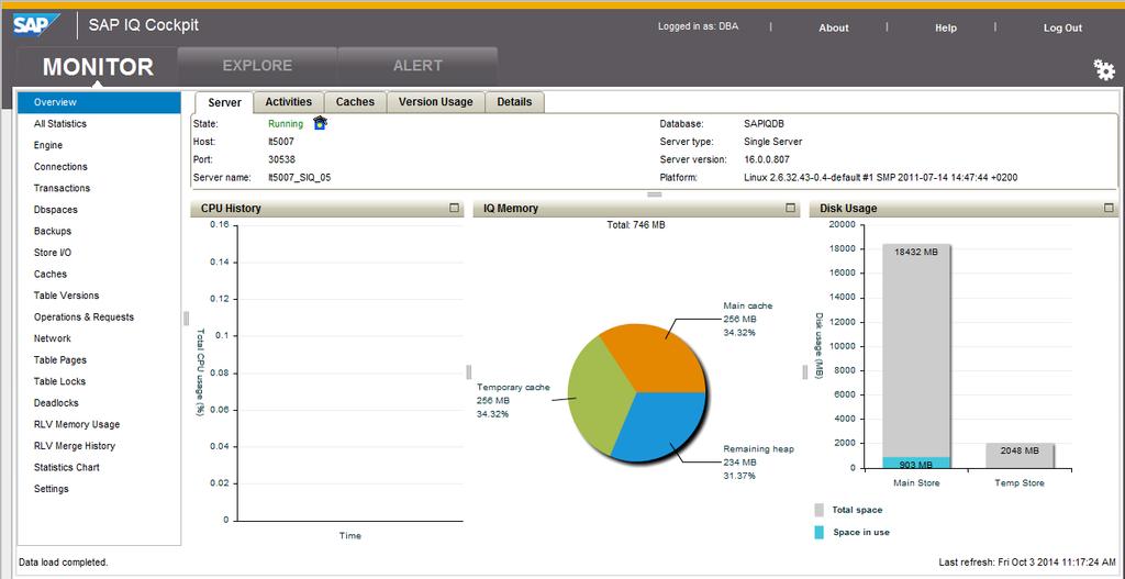 Nearline Storage (NLS) with SAP IQ SAP IQ Monitoring with Version 16.