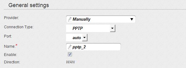 Creating PPTP or L2TP WAN Connection To create a connection of the PPTP or L2TP type, click the Add button on the Net / WAN page.
