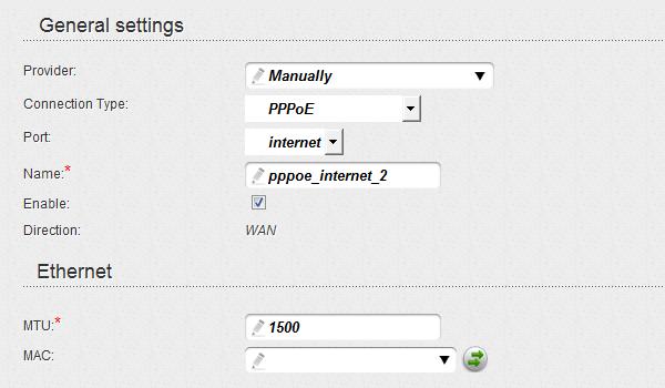 Creating PPPoE WAN Connection To create a connection of the PPPoE type, click the Add button on the Net / WAN page.