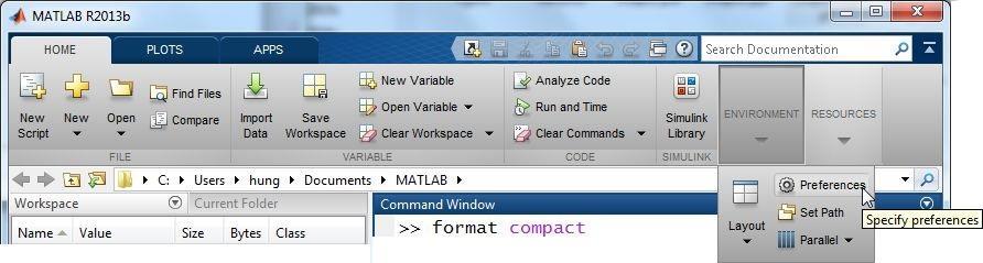 Display Format 2 The display format can be changed by using format command For example: format short