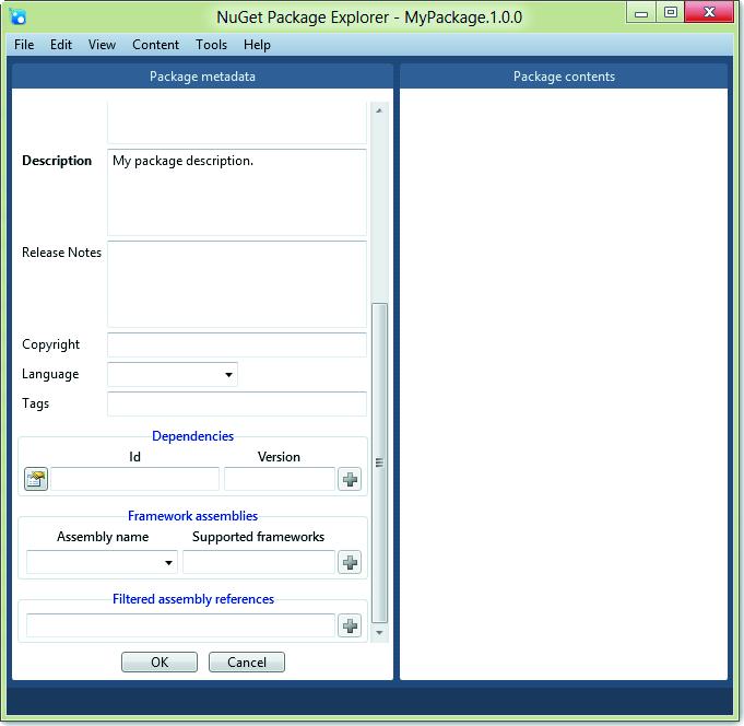 Figure B-1. Editing a package with the NuGet Package Explorer 4.