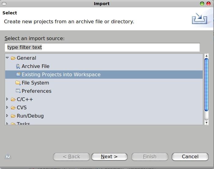 6: Import of the project