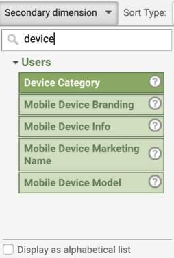 You will have the ability to search and select specific information like Device Category to determine what types of devices people are using to access your Customizable Donation