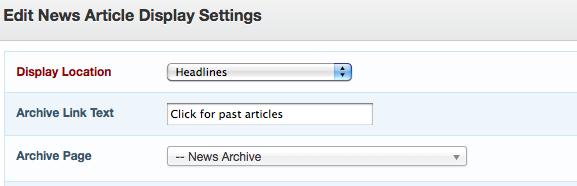 Update the Archive Link Text. (ex: Click for past articles) Springboard: Updating News Achive Link Text 2c.
