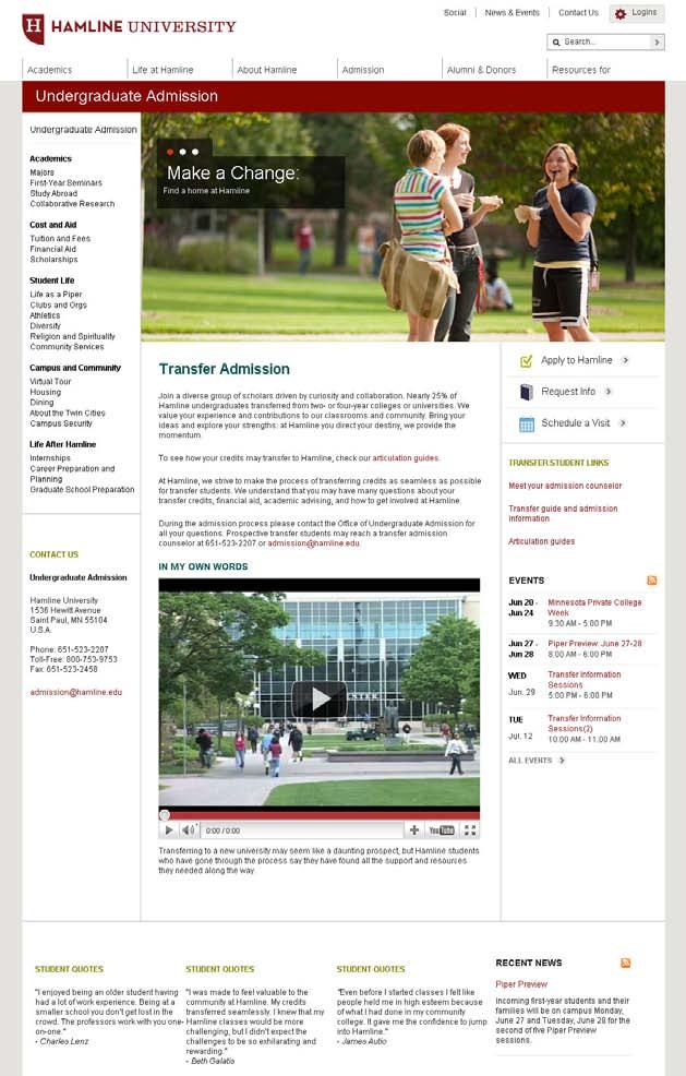 Program Page Program pages are one of the more complicated page layouts in the Hamline website.
