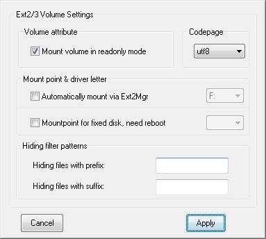 Settings Dialog Uncheck Mount Volume in