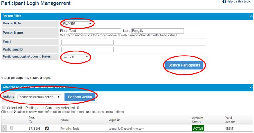 Participant Login Management The Participant Login Management page will allow you to see the account status for each of your members.