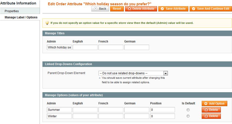 7. Creation of dependent dropdowns When creating the first dropdown (parent one), please set the Parent Drop-Down Element option to Do not use related dropdowns.