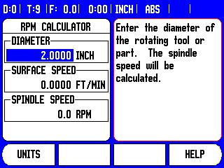 RPM Calculator The RPM calculator is used to determine the RPM (or surface cutting speed) based on a specified tool (part, for turning applications) diameter.