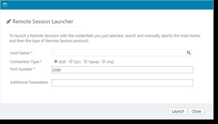 Manual Credentials for Remote Session Launch Another option is to select the