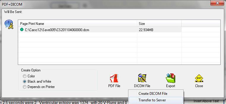 7. Select the file, and you can either click on (a) DICOM File, then Transfer to Server, or (b) Export. 8.