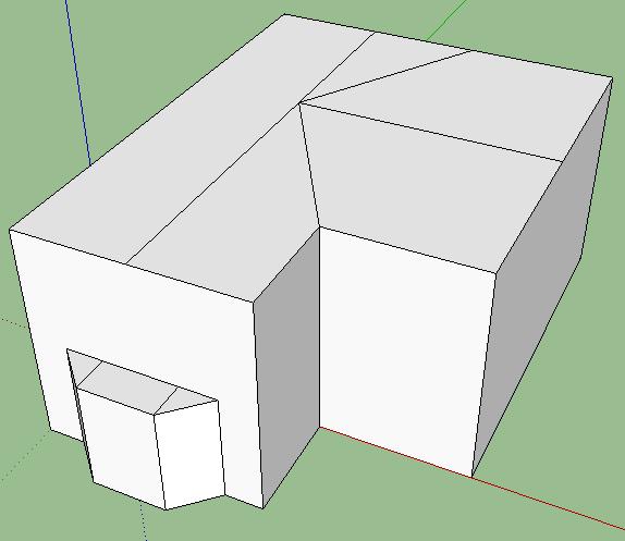 14. The last two lines that make up the roof are angled, the first running from the point where the lines we ve just drawn meet to the front corner of the house.