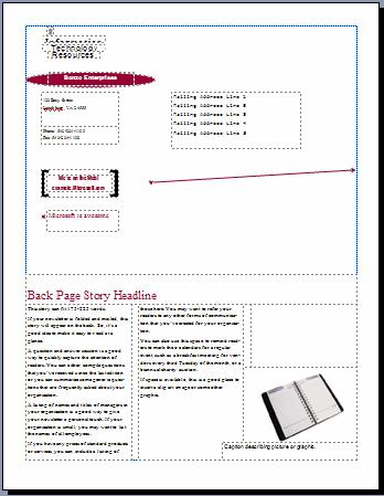 Notice that the top portion of Page 4 contains a Title Grouped Box, a Logo Box, your home address box, and a Customer s Address Box all tasks that you have accomplished in the Flyer and Brochure.