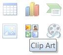 The Clip Art task pane will display the search results. 7. Click the clip to insert.